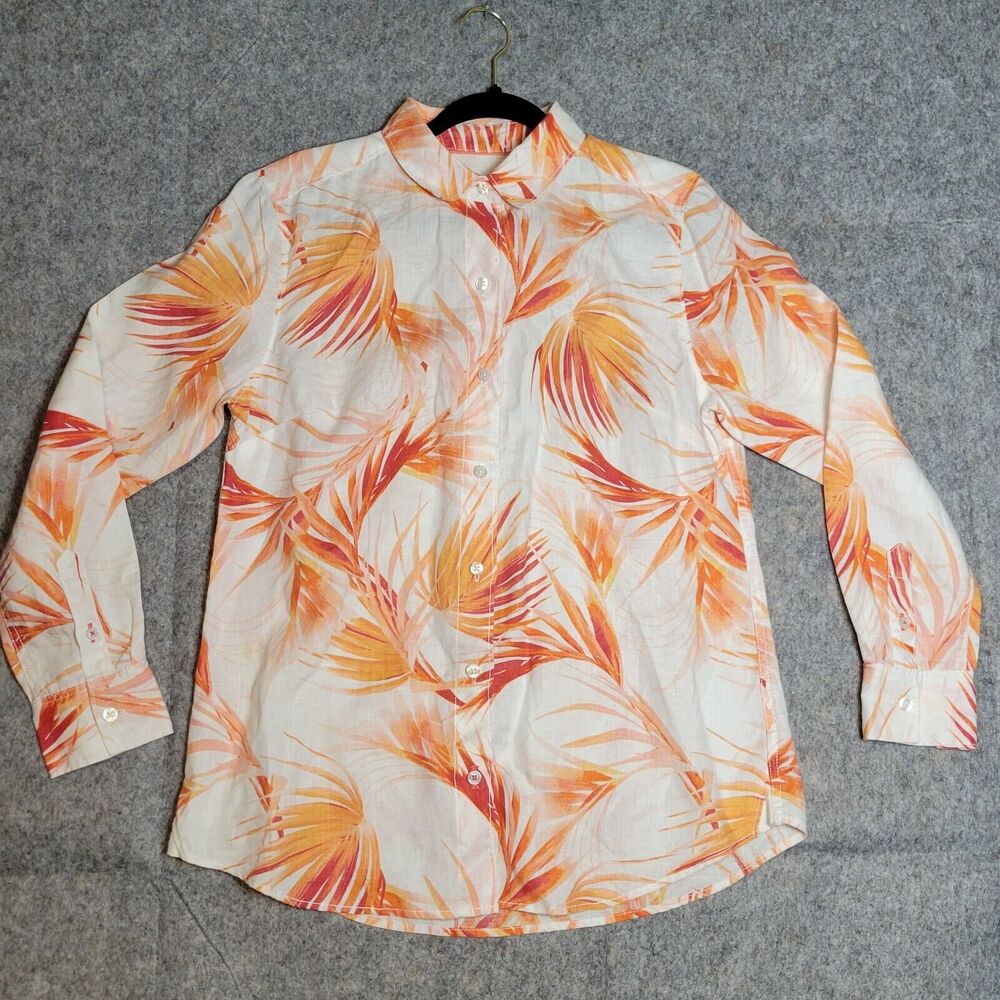 Tommy Bahama Button Shirts Fronds Size S /P Floral Vacation NWT Orange Linen Top
